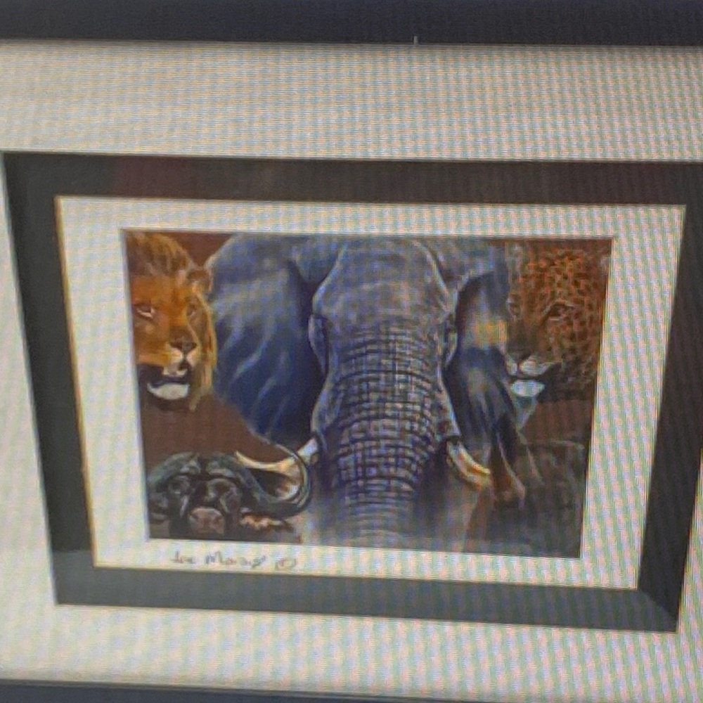Joe Maiais' Framed Picture of African Animals. 11 X 9